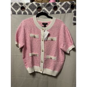 NWT Urban Revivo Standard Sleeve Crew Neck Knitted Cardigan Size XL Light Pink